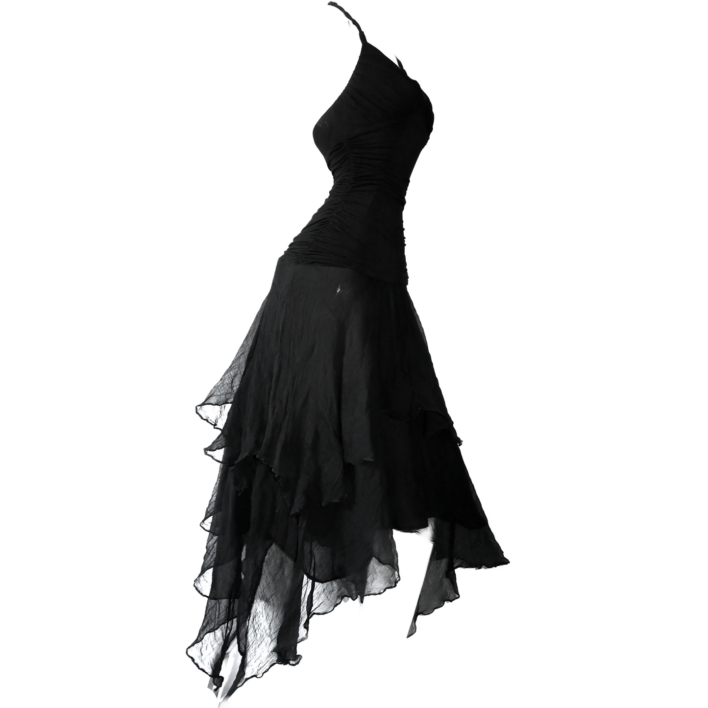 + Asymmetrical mesh dress +