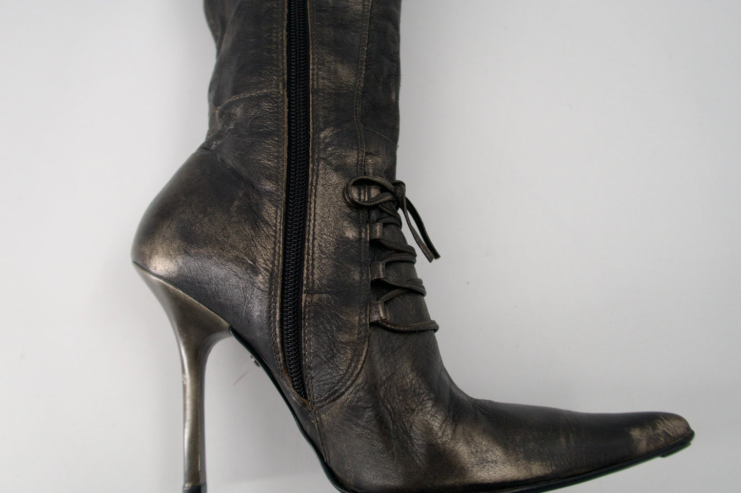 + Vintage bronze high heel boots +