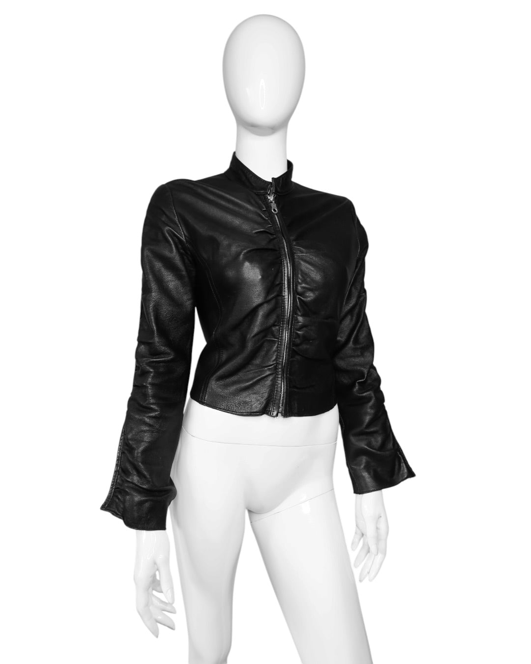 + Italian leather drapery jacket +