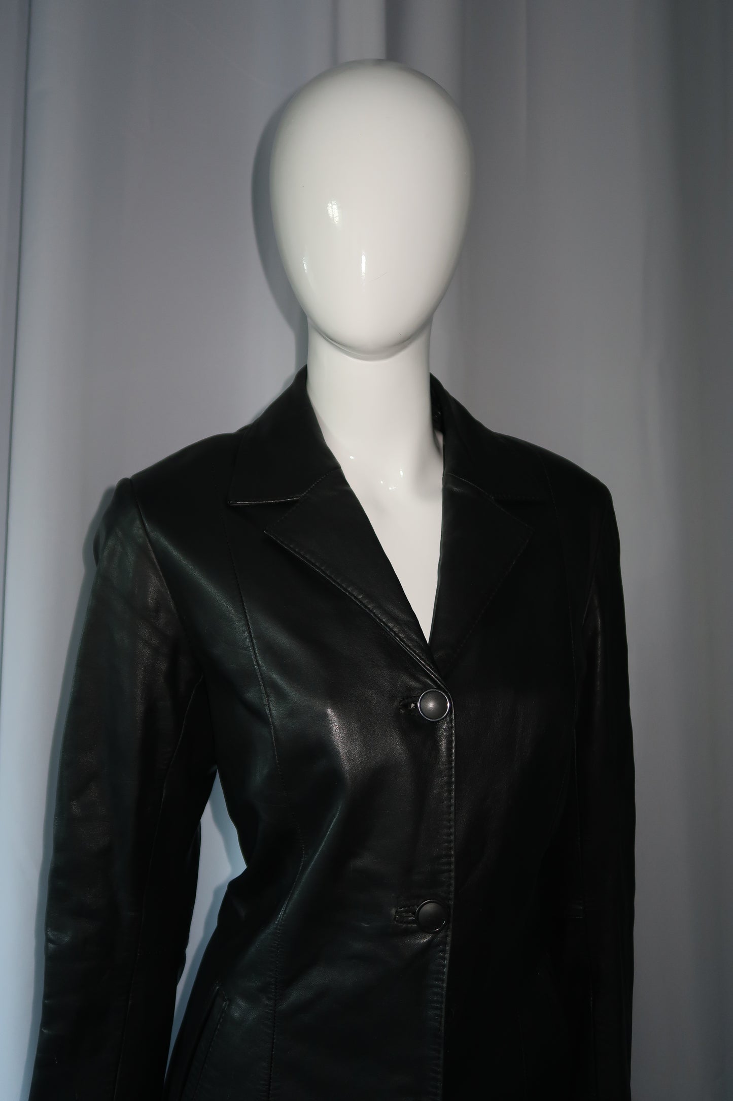 + Long leather coat +