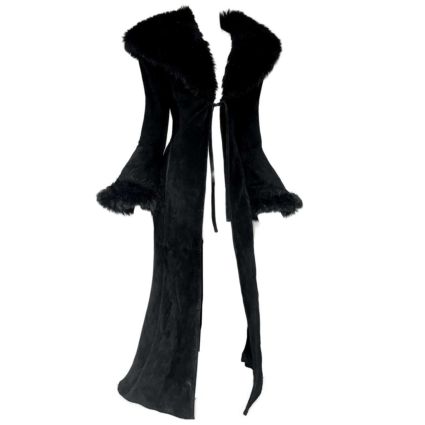 + Long leather coat +