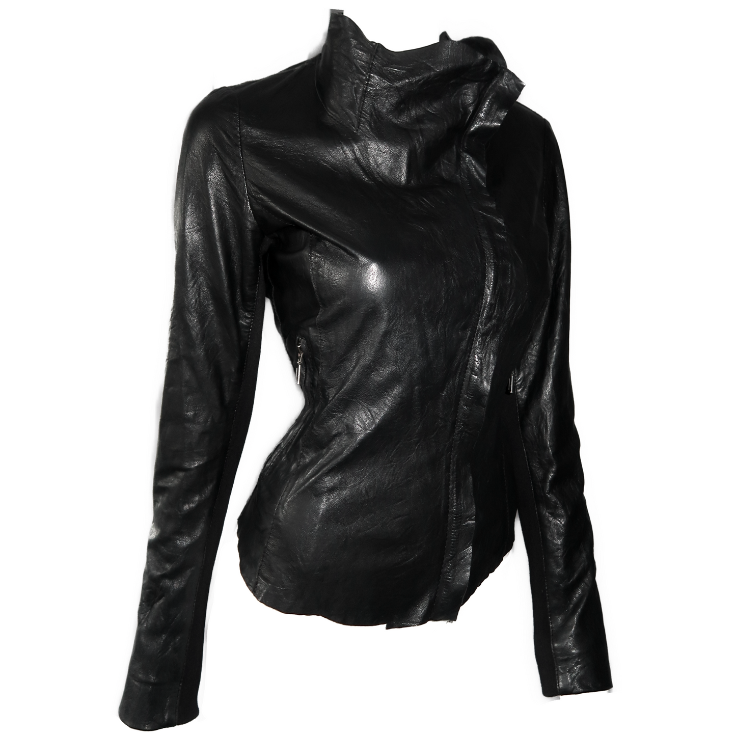 + Asymmetrical leather jacket +