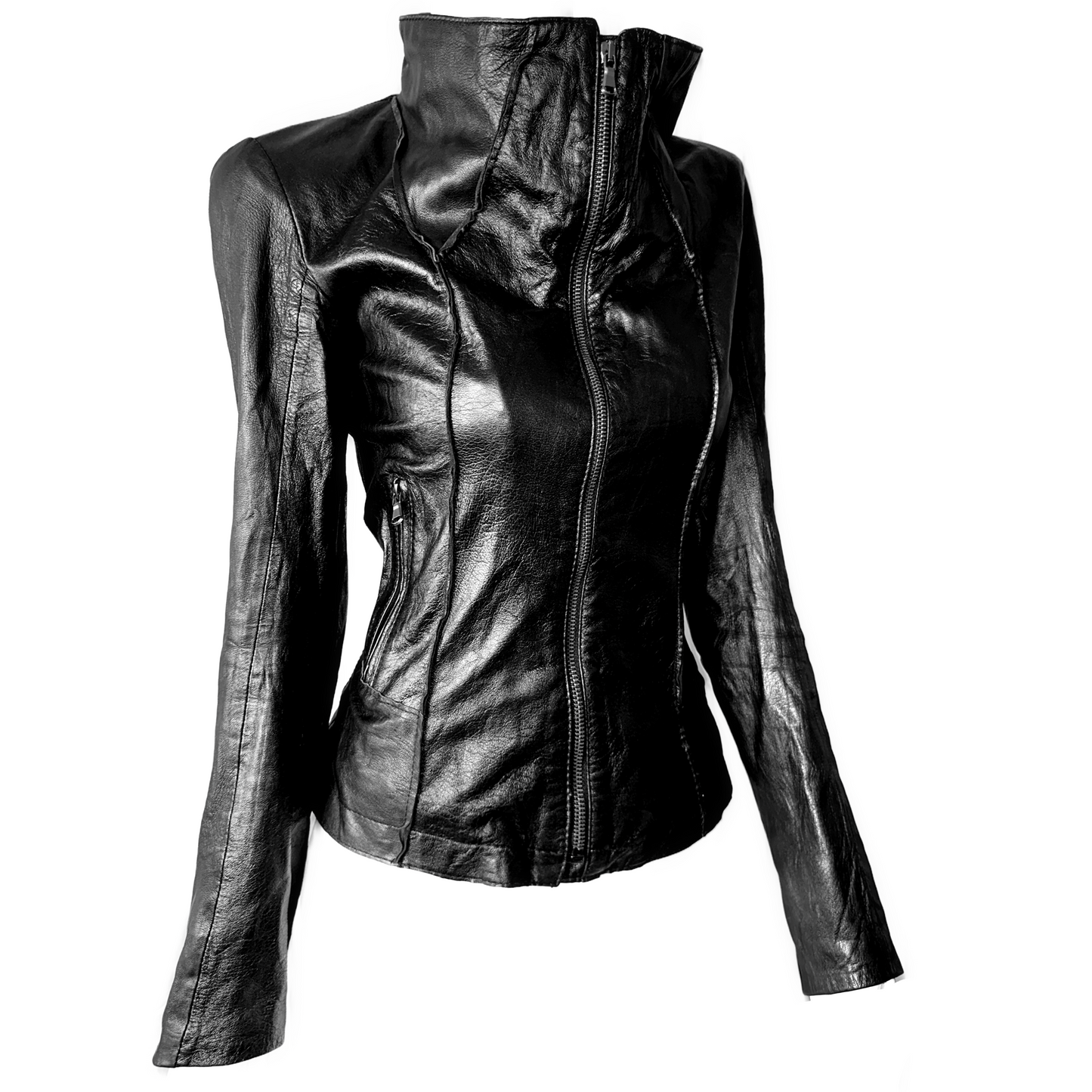 + Raw sewing leather jacket +