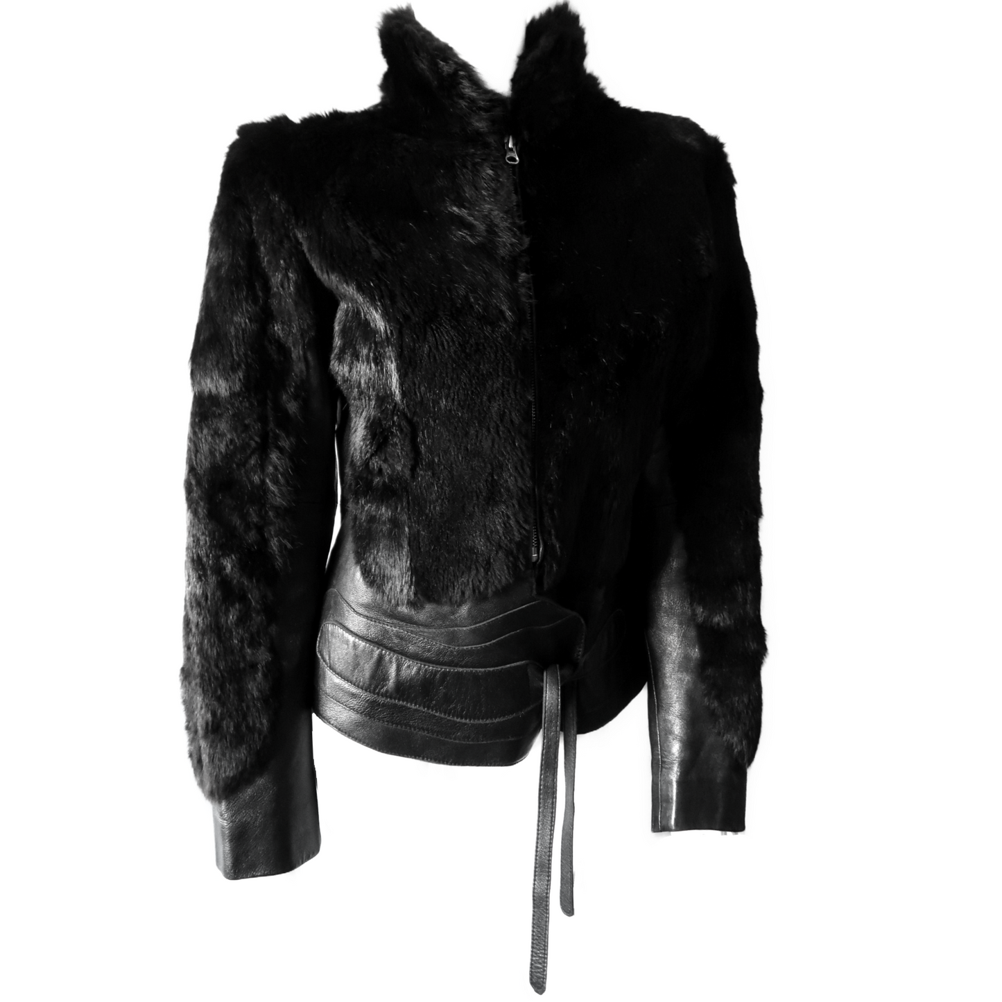 + Leather and fur moto jacket +