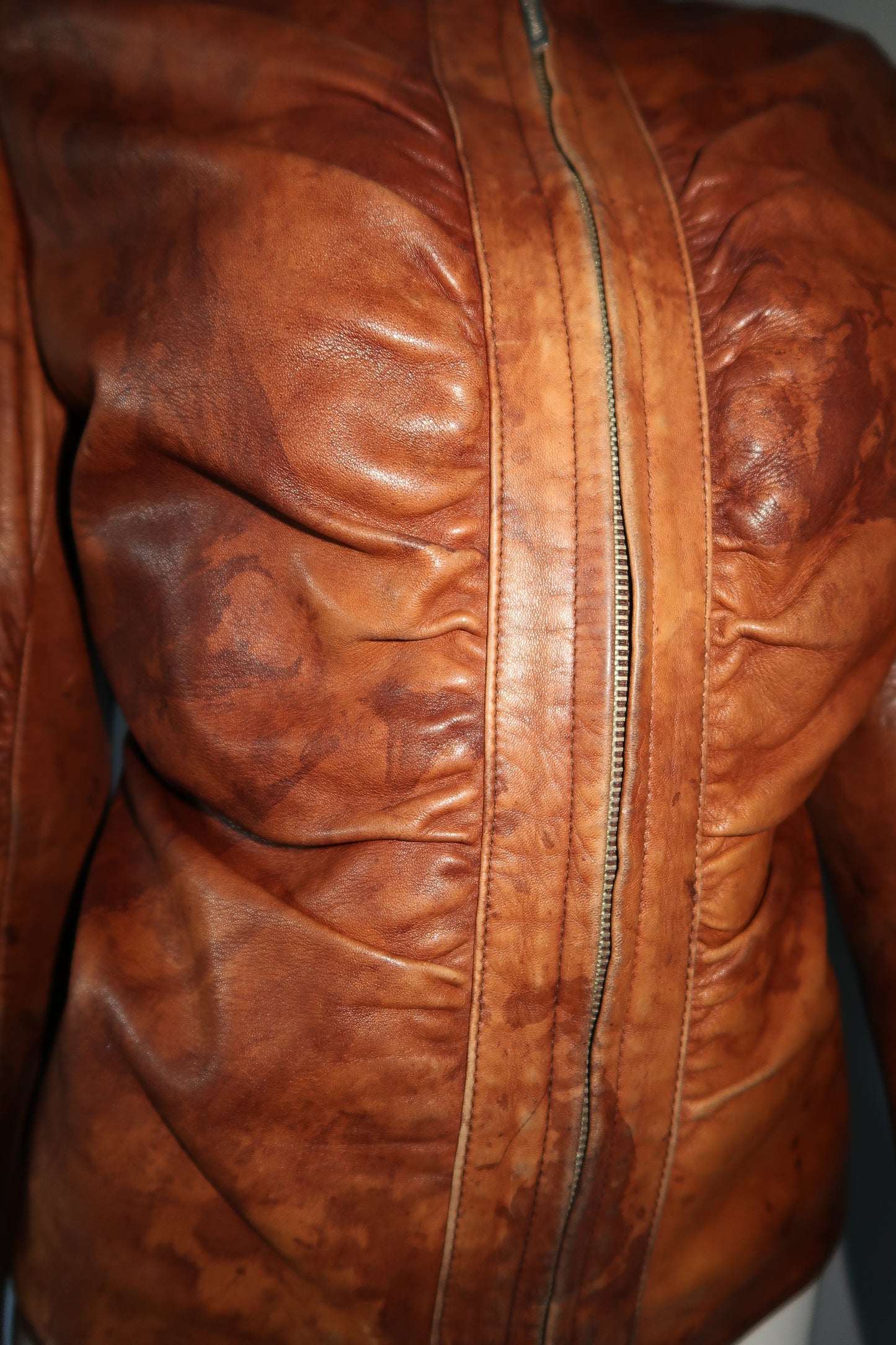 + Drapery washed leather jacket +