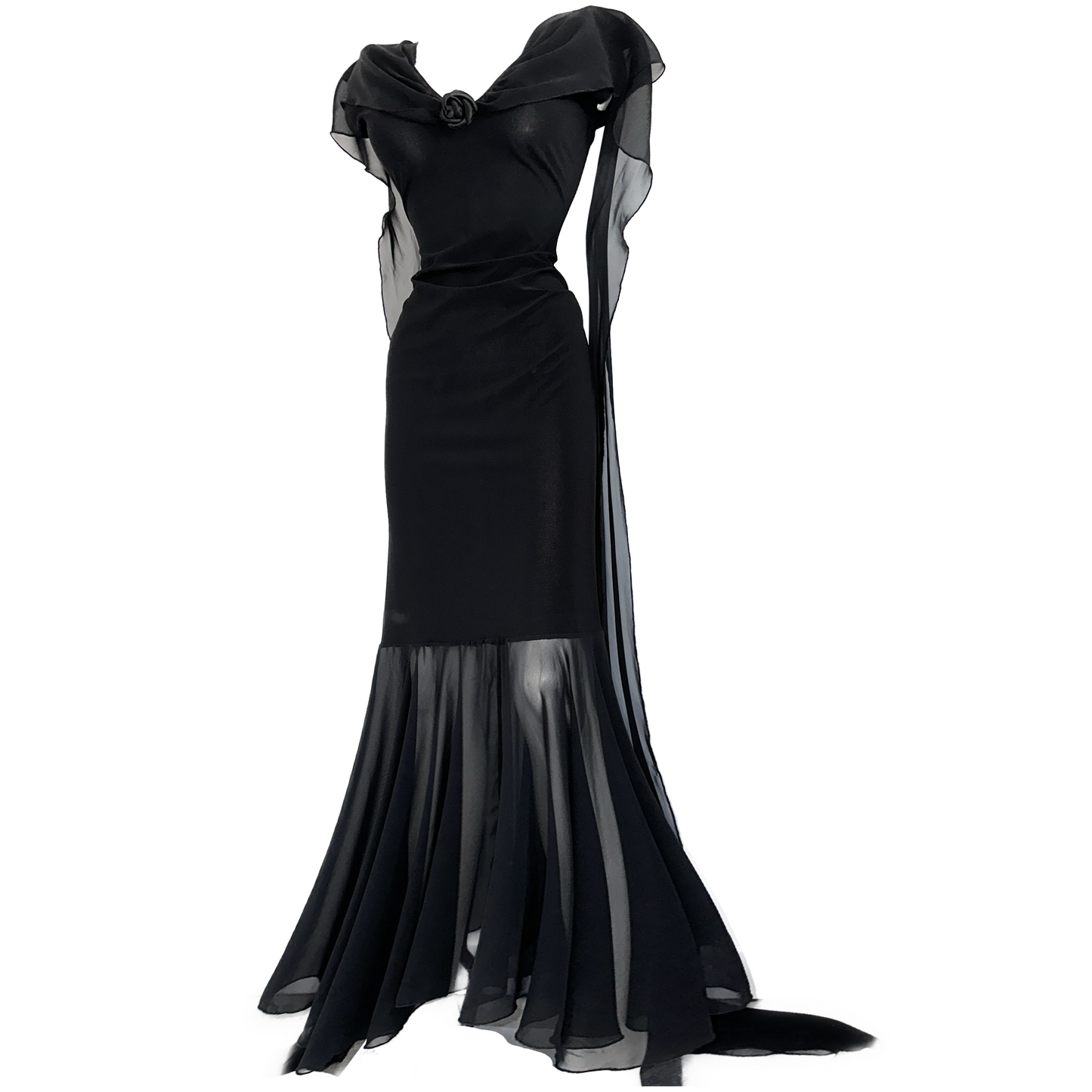 + Vintage dress with mesh cape +