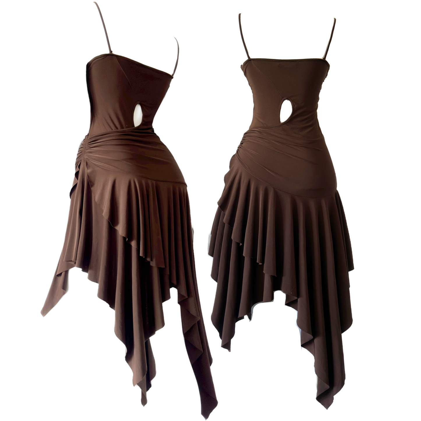 + Asymmetrical brown dress +