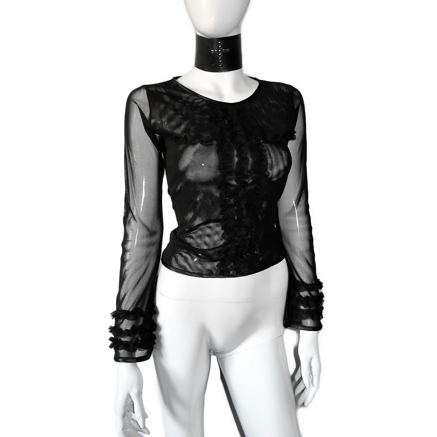 + Mesh cross blouse +