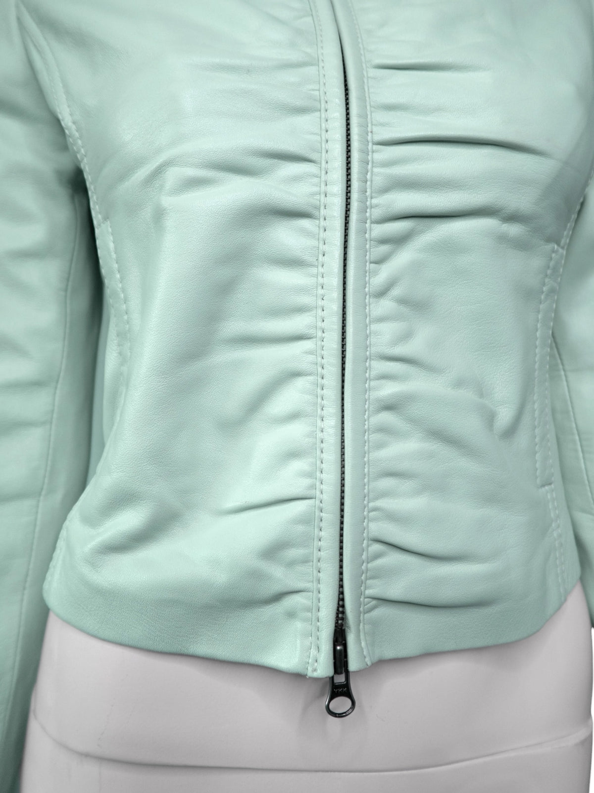 + Mint drapery leather jacket +