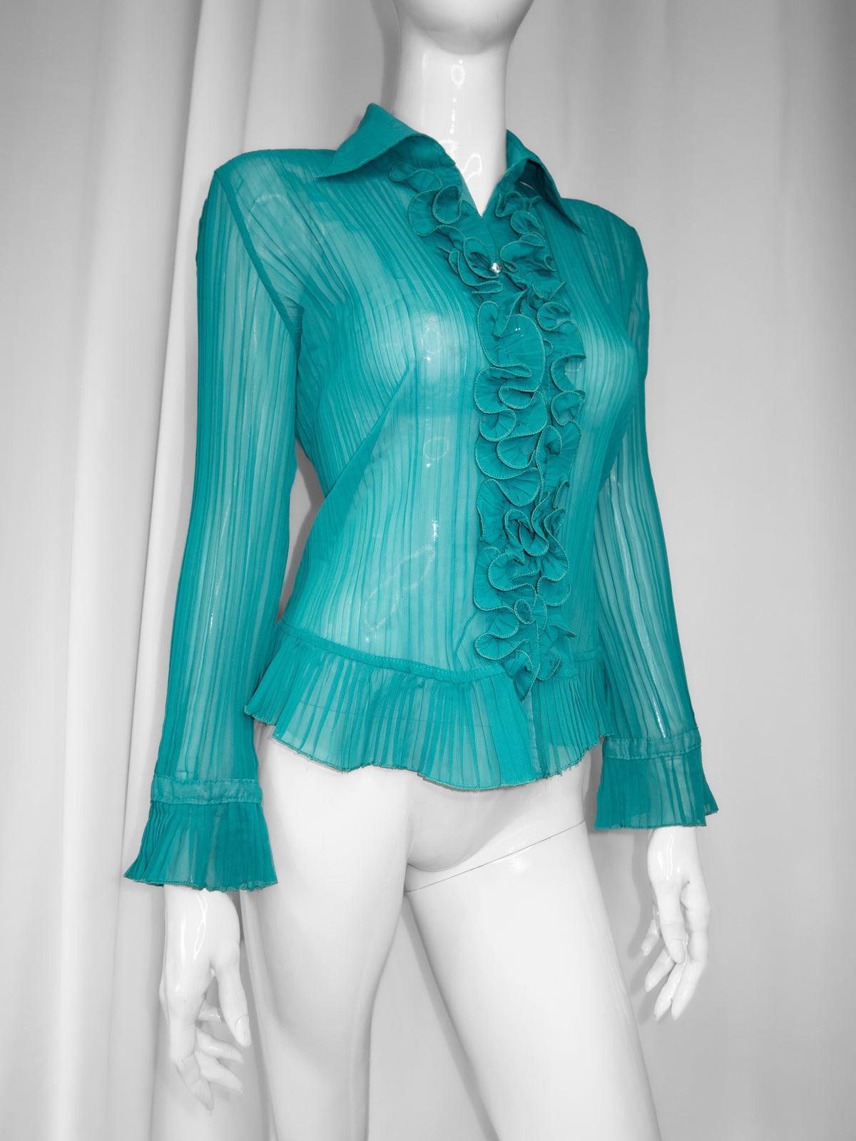 + Turquoise mesh shirt +