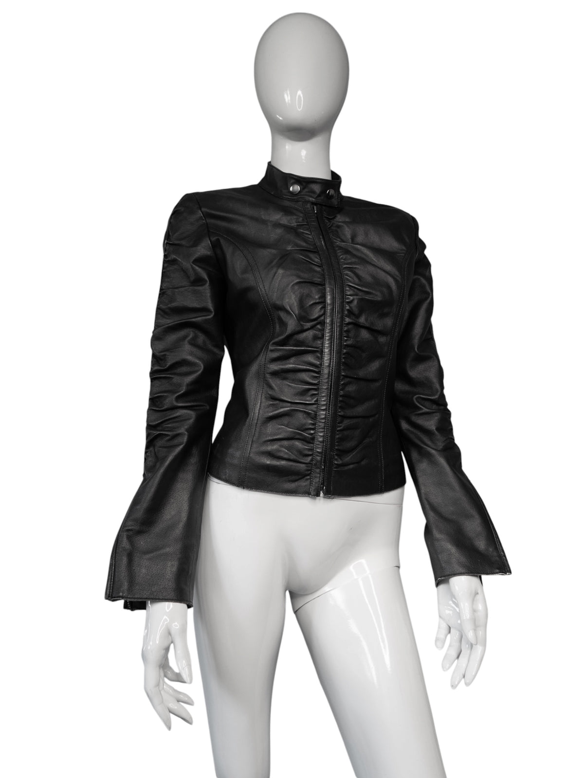 + Leather drapery jacket +