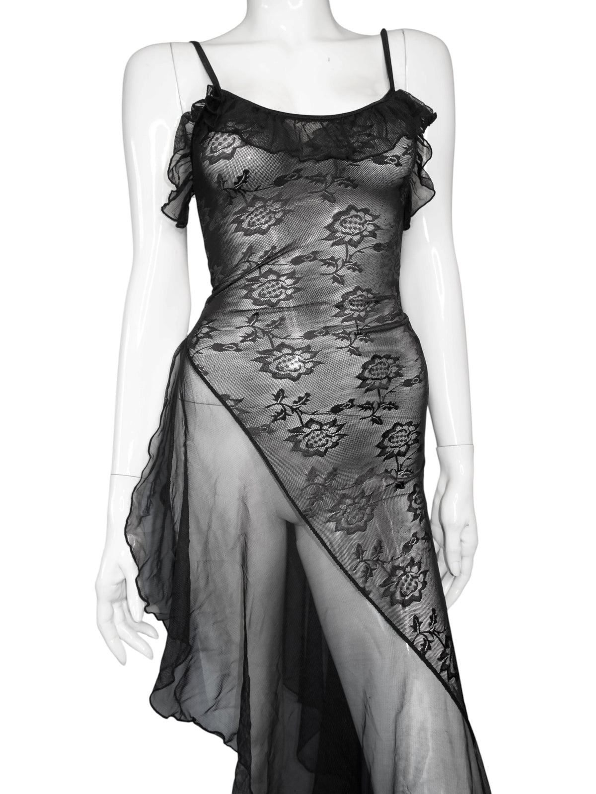+ Asymmetrical lace dress +