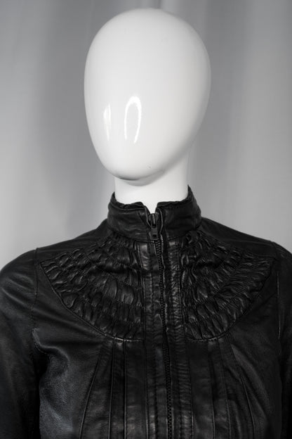 + Pleated leather jacket +
