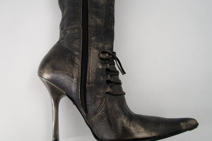 + Vintage bronze high heel boots +
