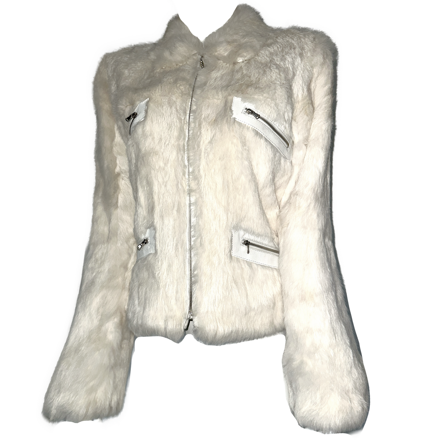 + White fur leather jacket +