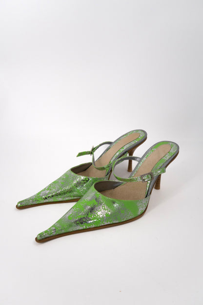 + Vintage silver and green heels +