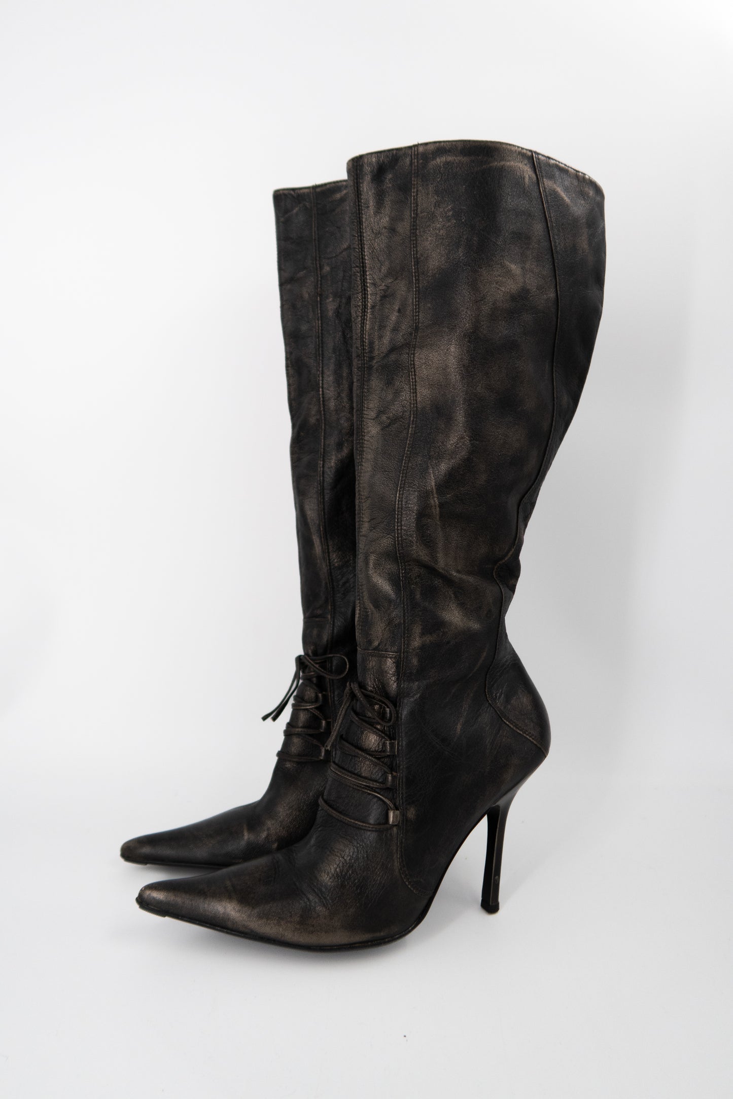 + Vintage bronze high heel boots +