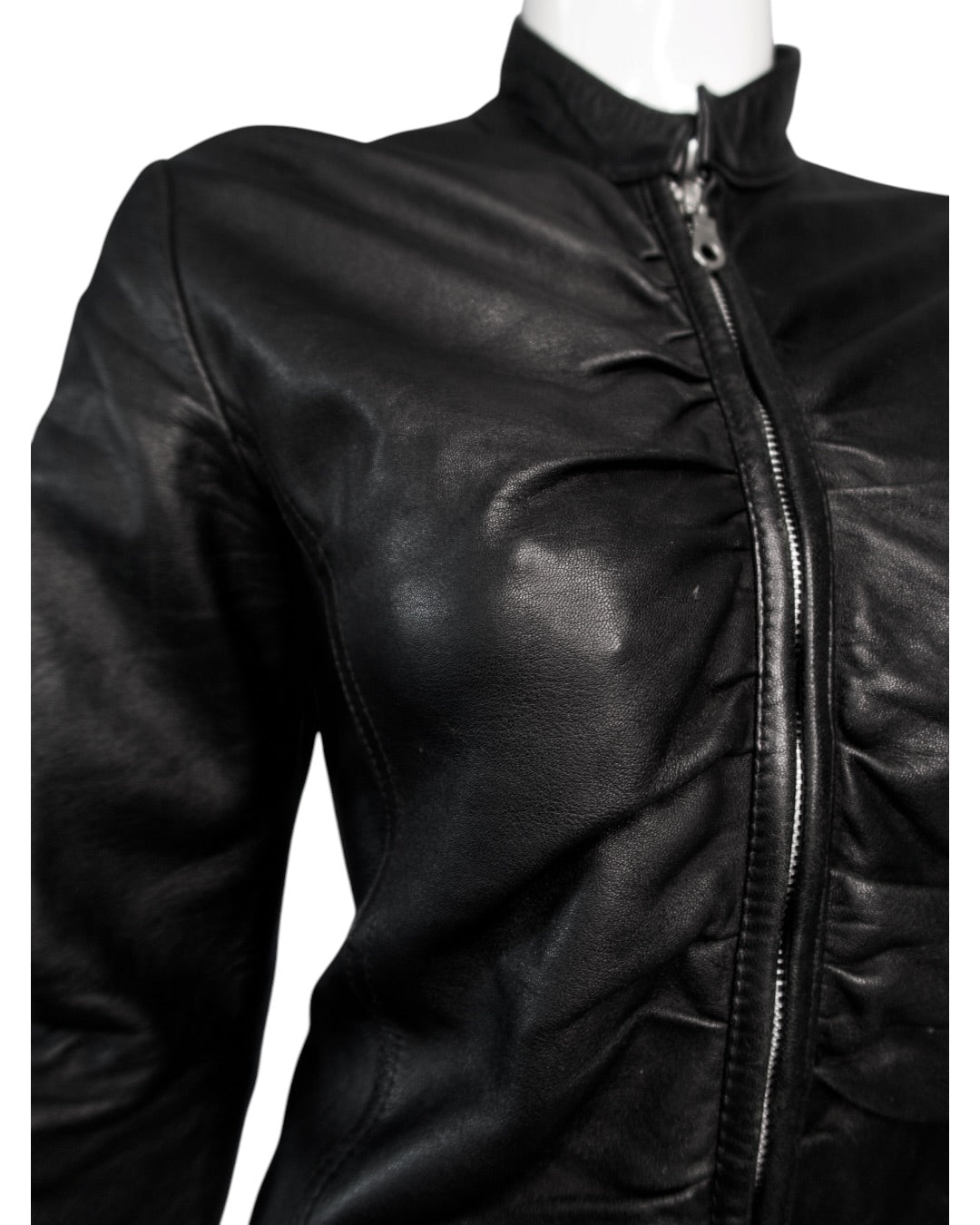 + Italian leather drapery jacket +