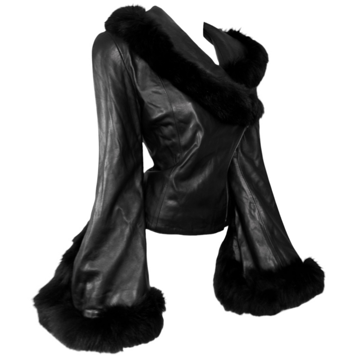 + Asymmetrical real leather jacket +