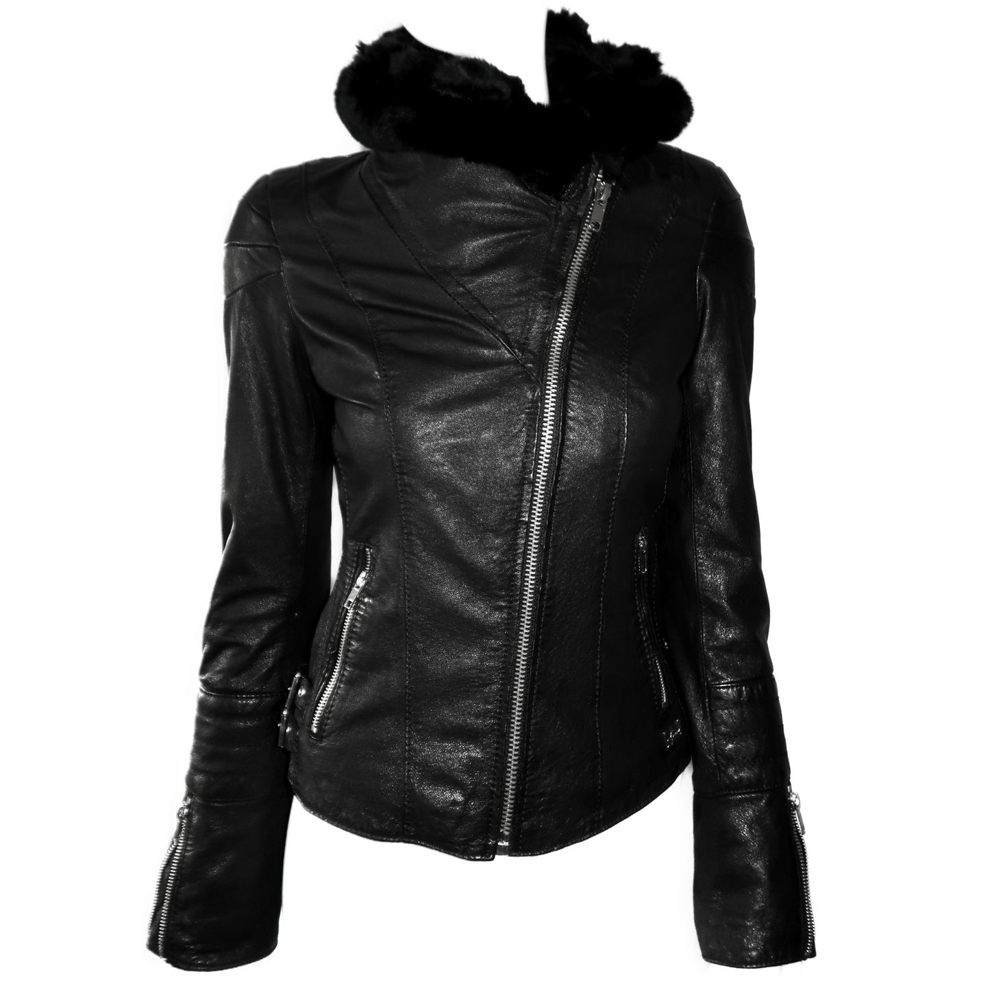 + Leather biker jacket +