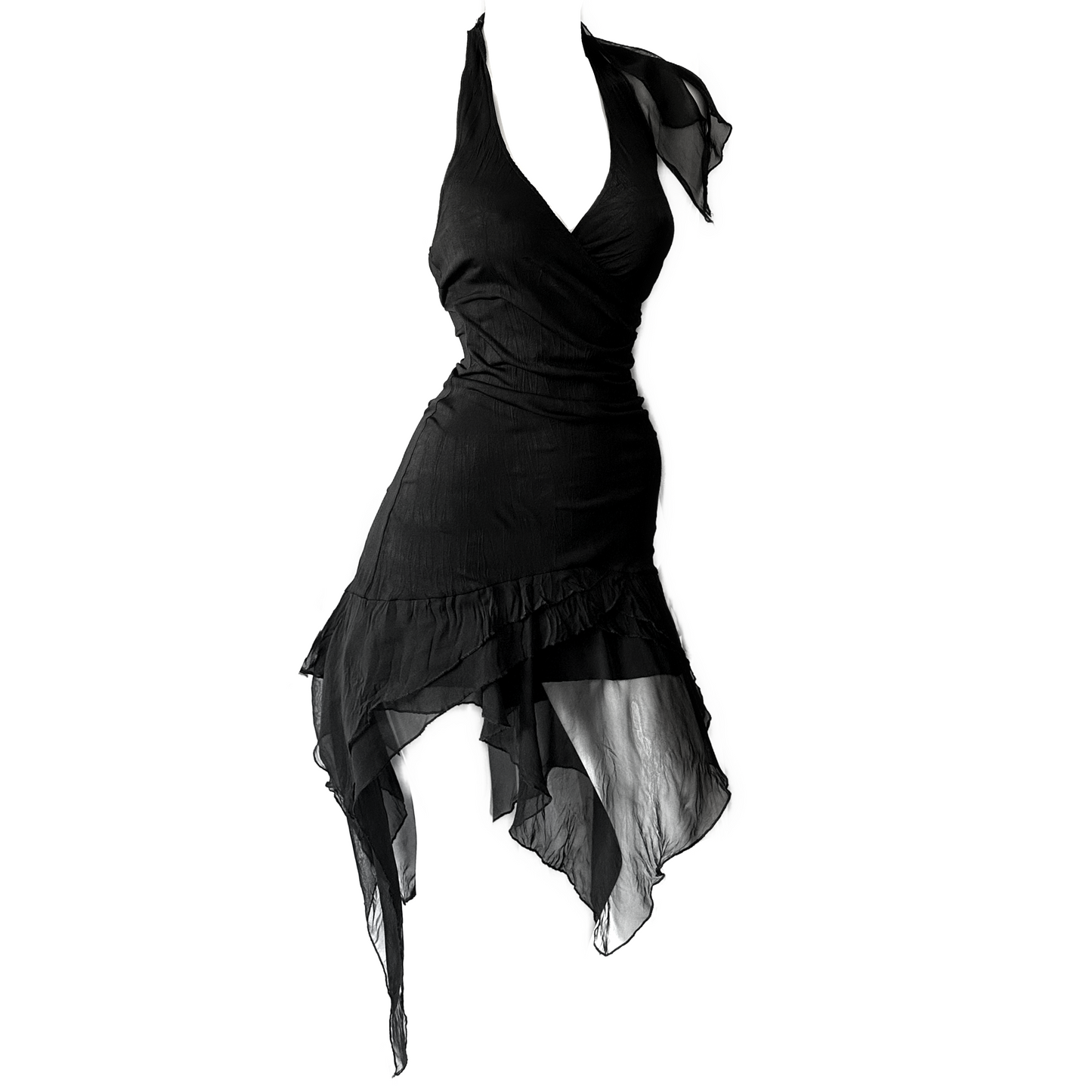 + Asymmetrical mesh dress +