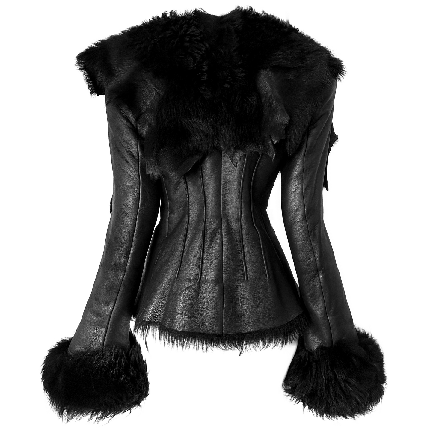 + Vintage gothic leather jacket with fur cape +