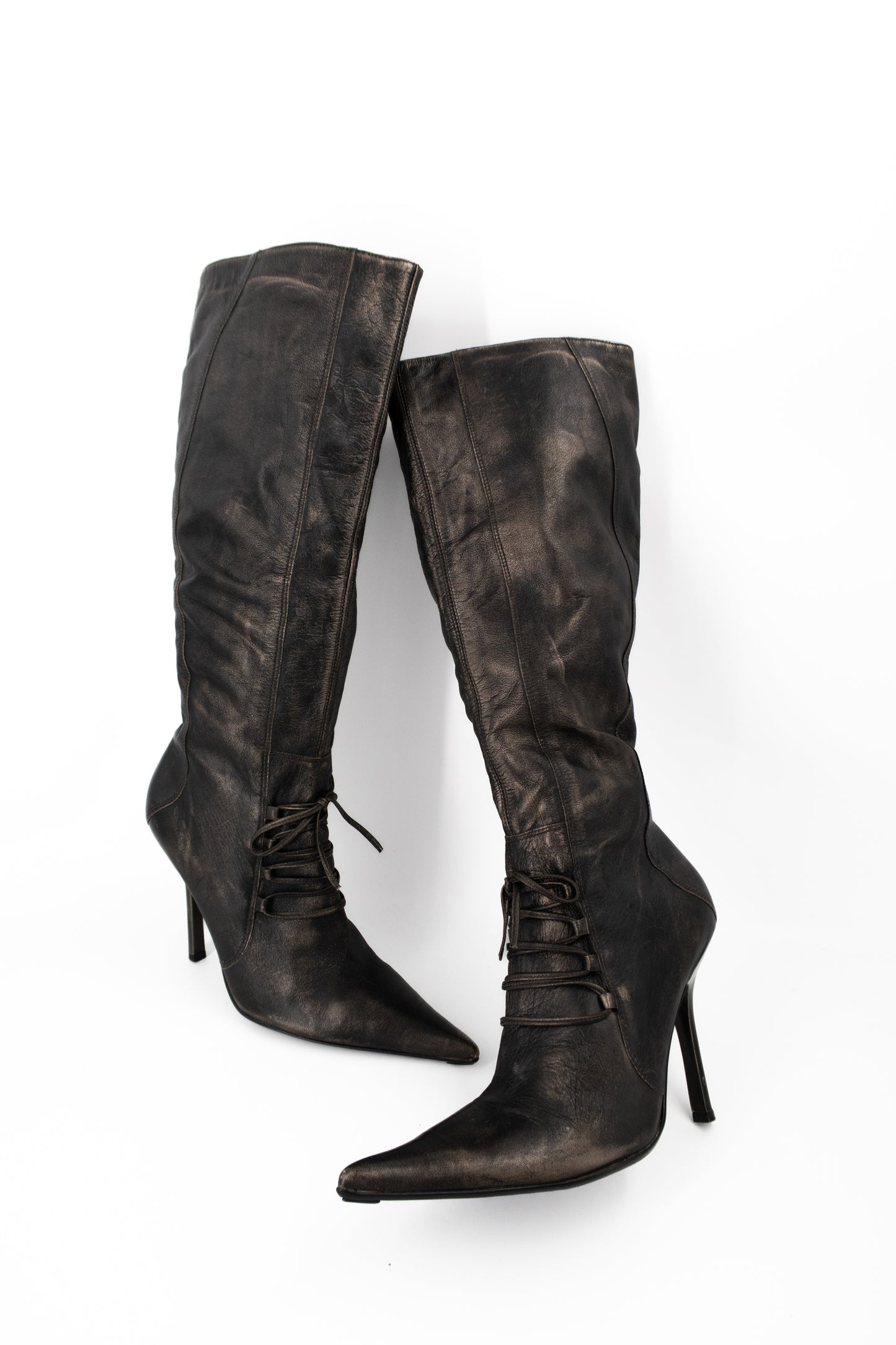 + Vintage bronze high heel boots +