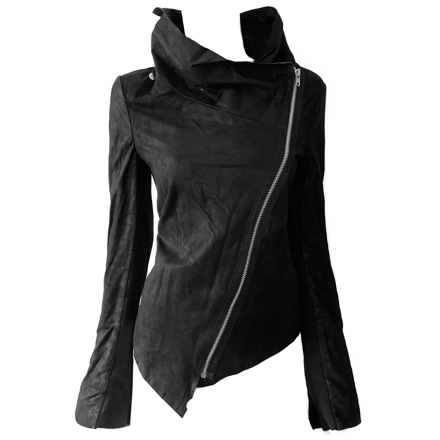 + Leather asymmetrical jacket +