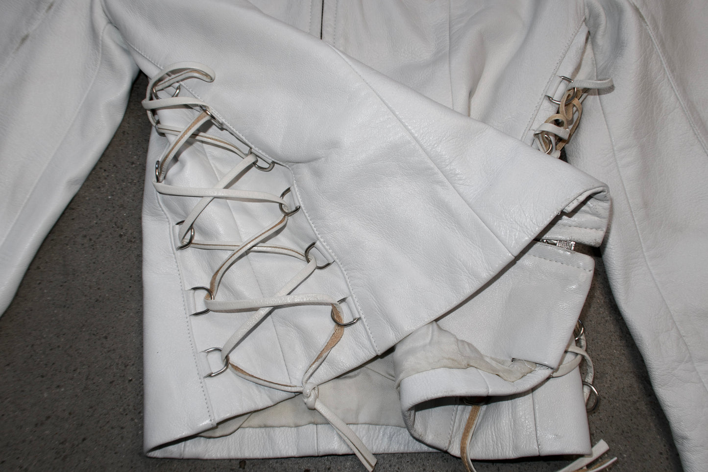 + White leather lace up jacket +