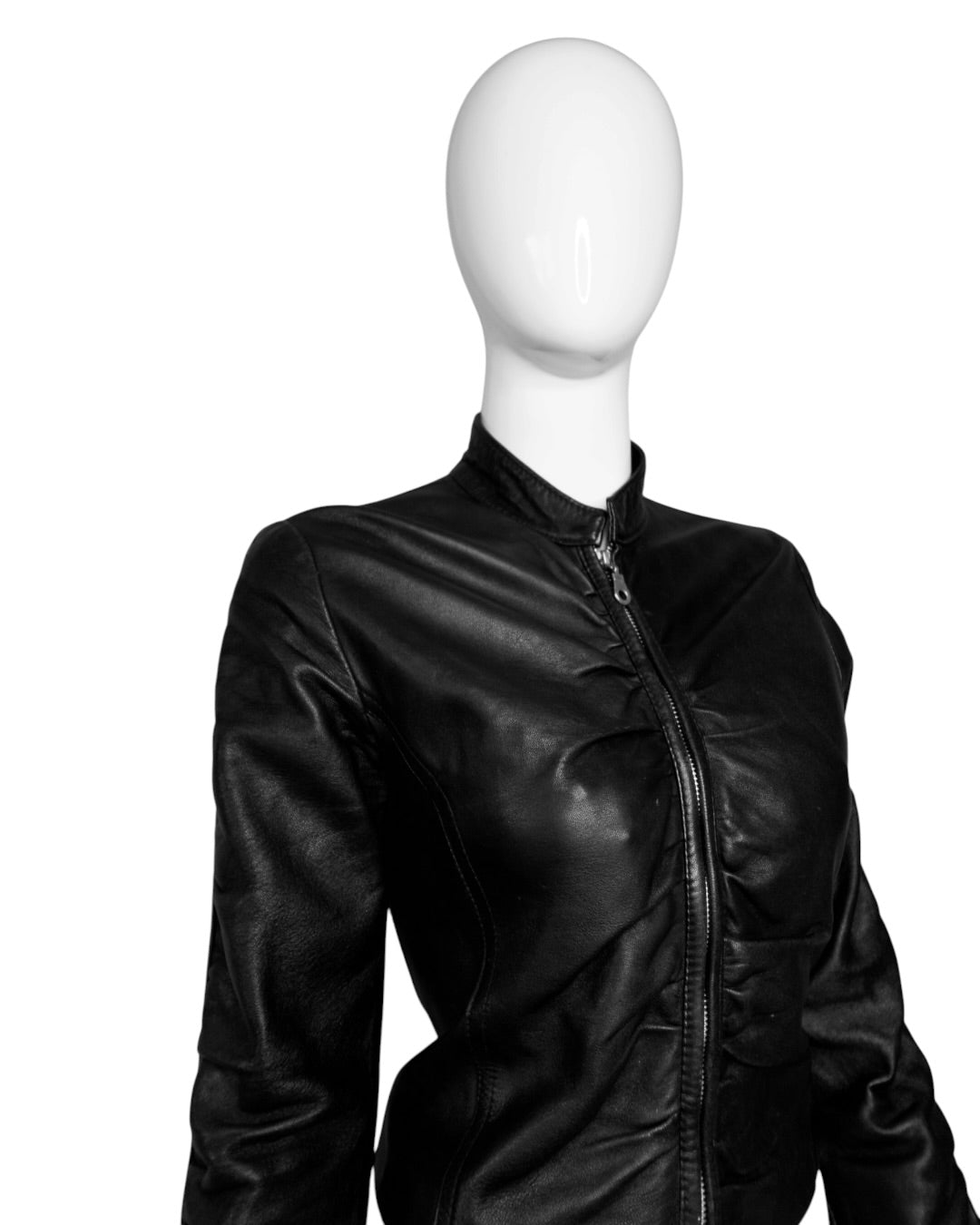+ Italian leather drapery jacket +