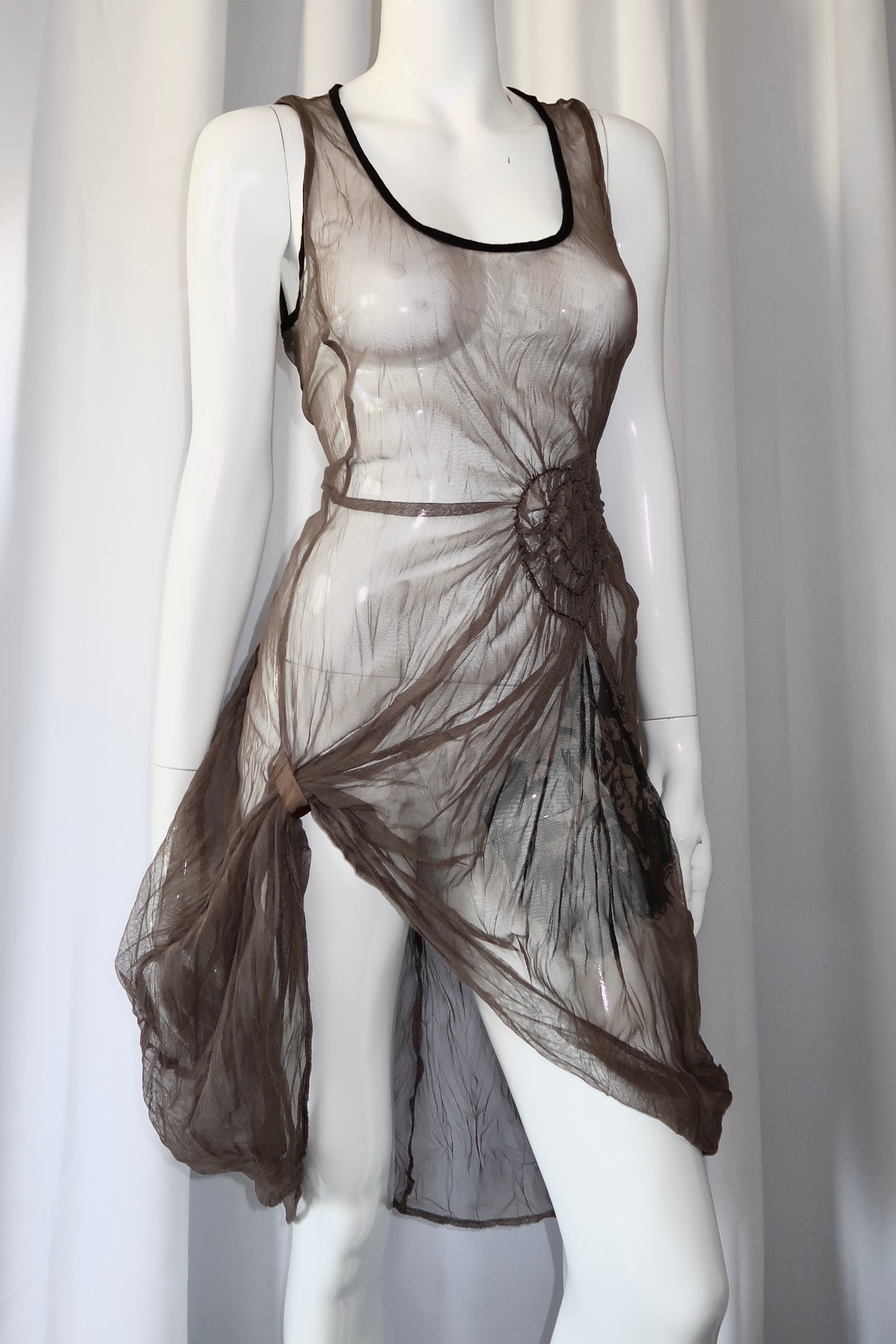+ Asymmetrical mesh tunic +