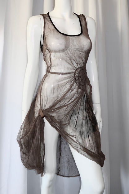 + Asymmetrical mesh tunic +
