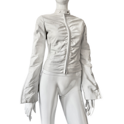 + Drapery leather white jacket +