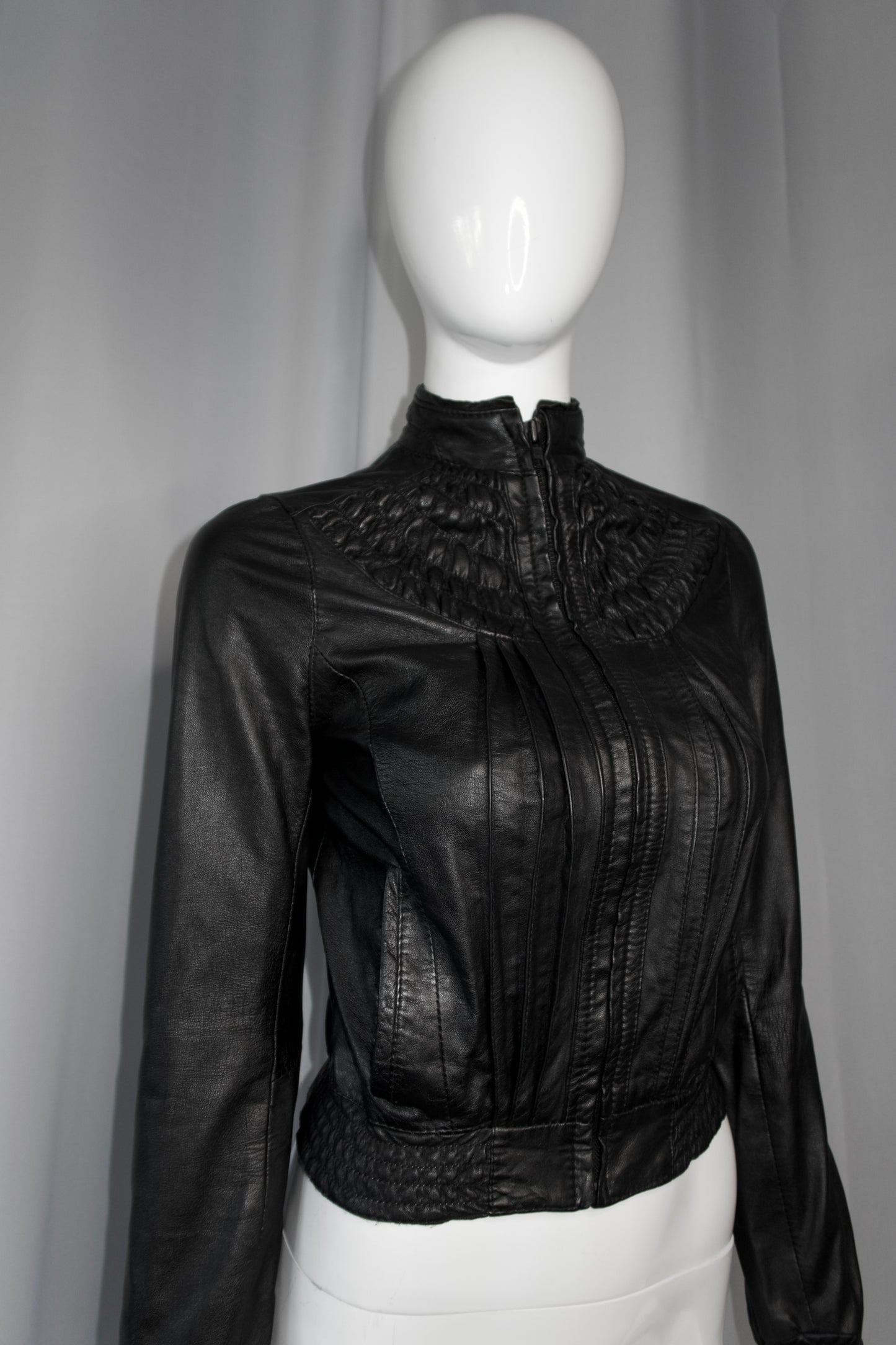 + Pleated leather jacket +