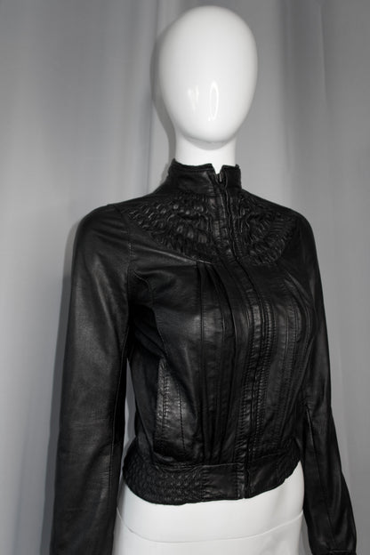 + Pleated leather jacket +