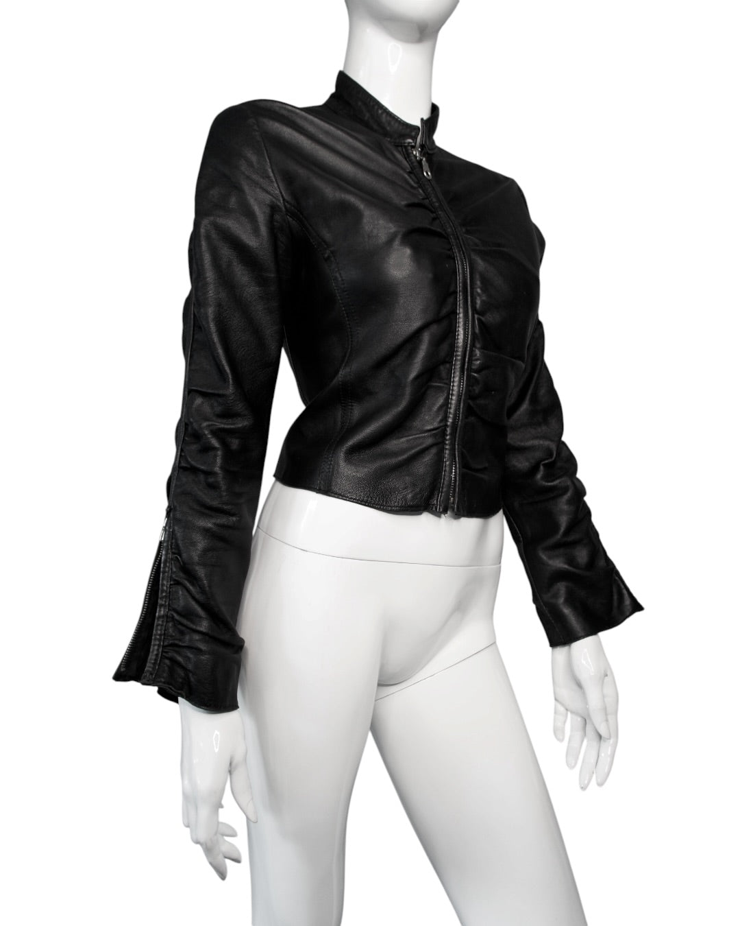 + Italian leather drapery jacket +