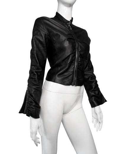 + Italian leather drapery jacket +