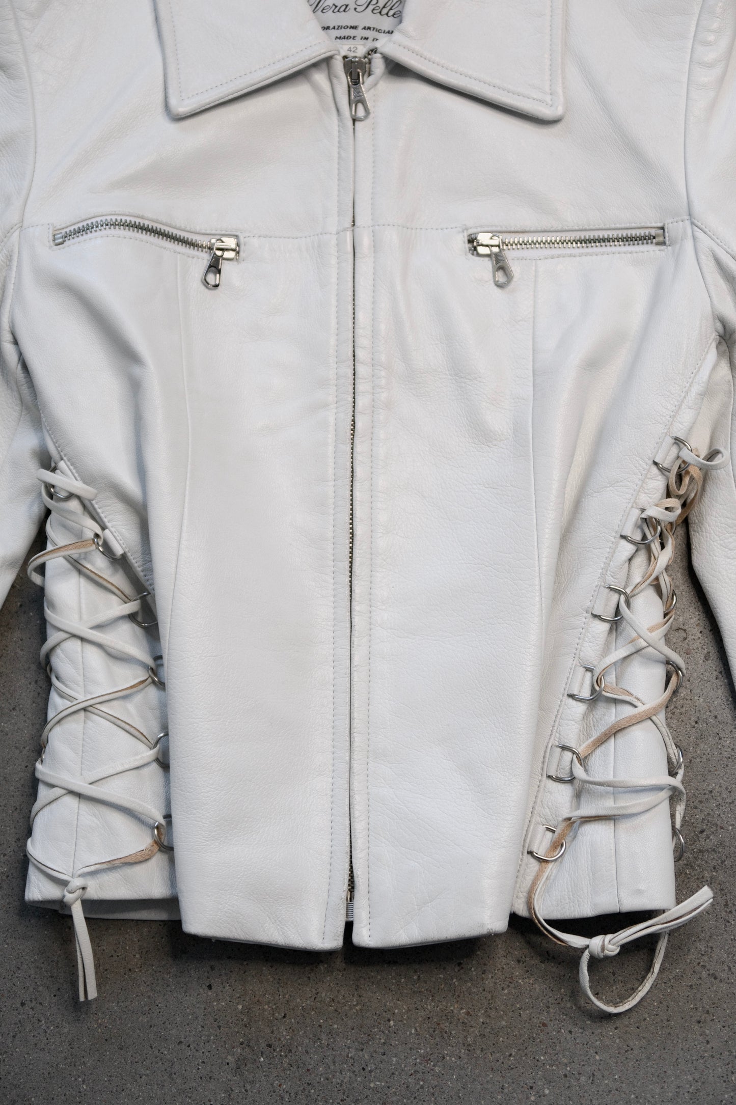 + White leather lace up jacket +