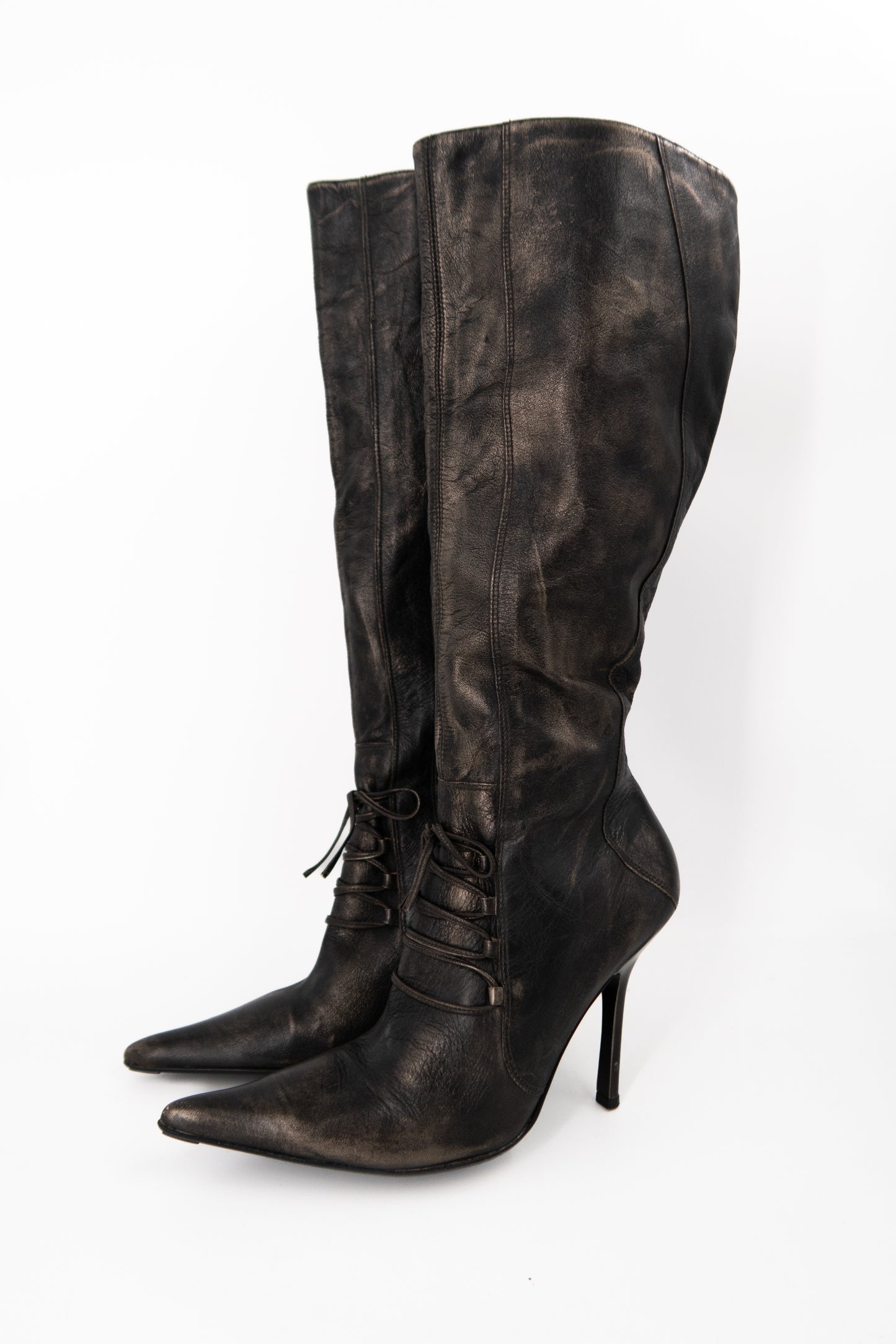 + Vintage bronze high heel boots +