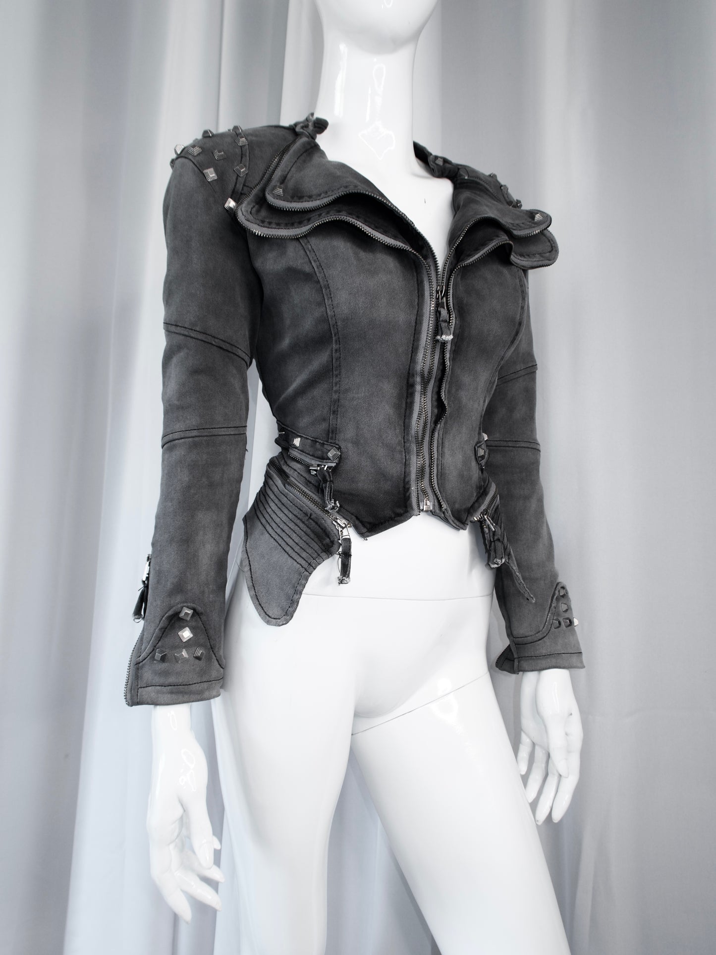 + Grey denim jacket +