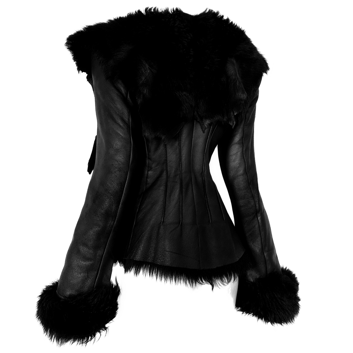 + Vintage gothic leather jacket with fur cape +