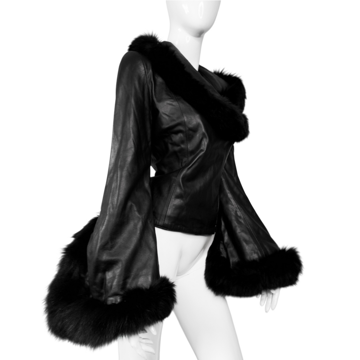+ Asymmetrical real leather jacket +