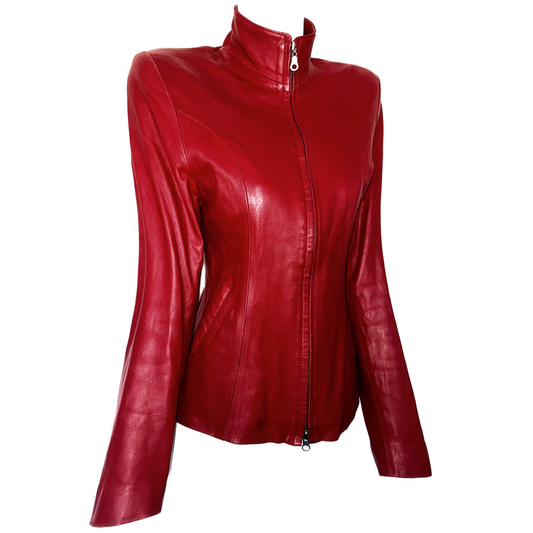 + Red leather jacket +