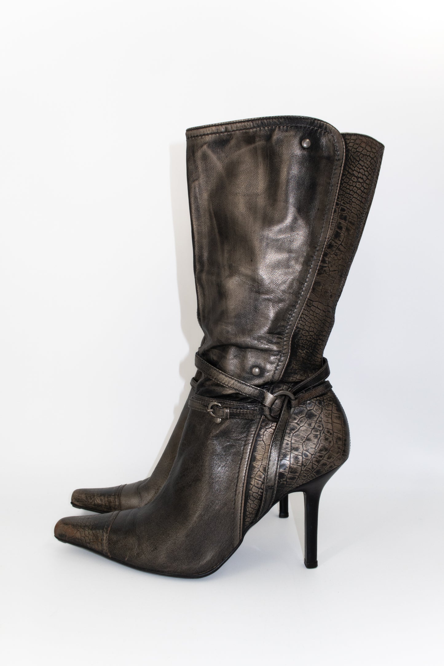 + Vintage bronze heel boots +