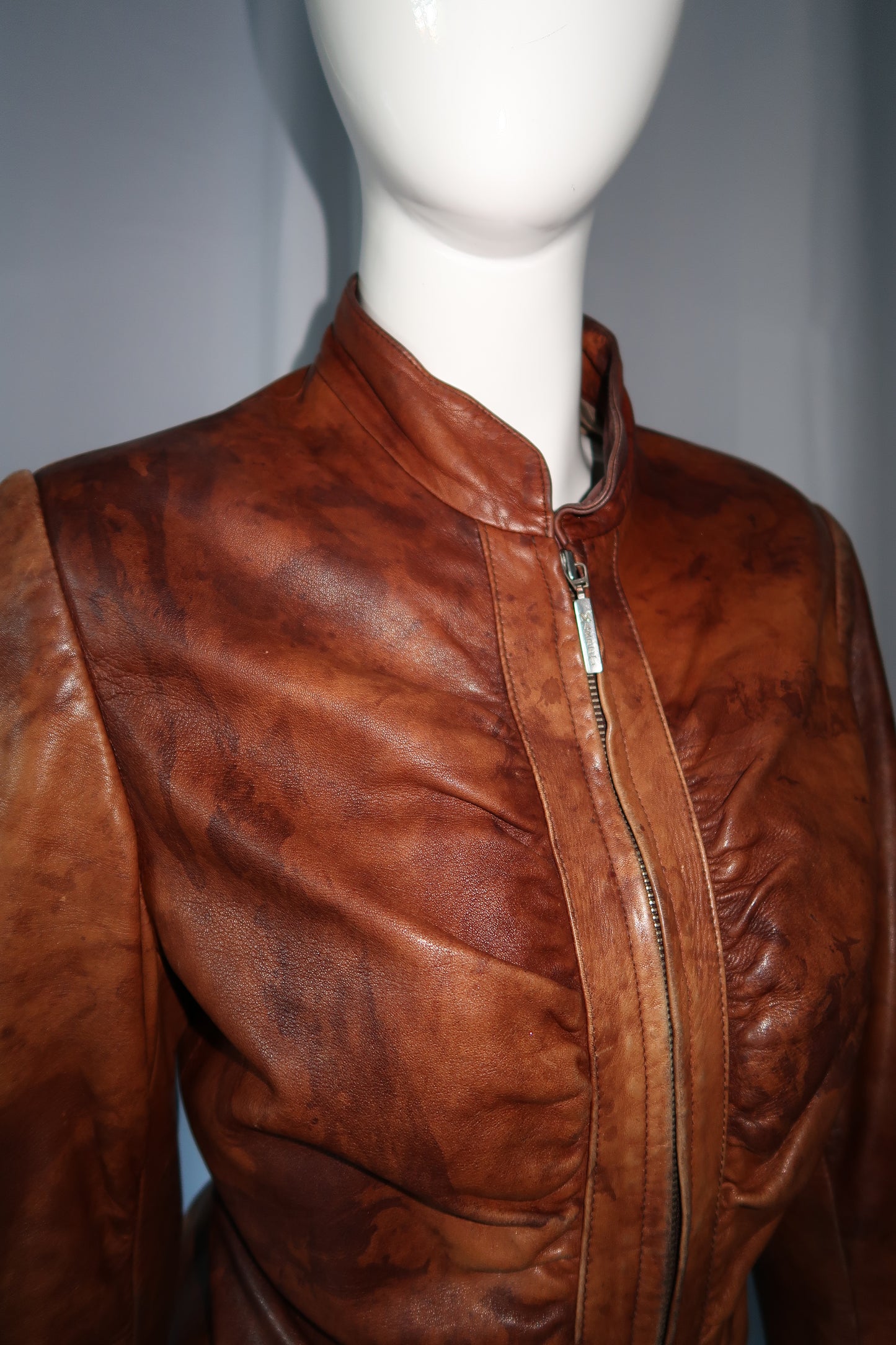 + Drapery washed leather jacket +