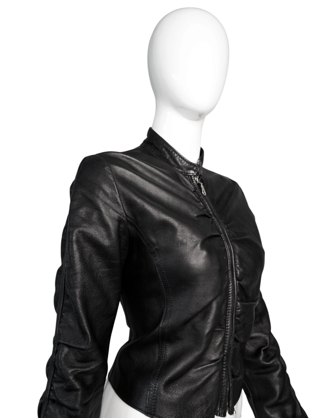 + Italian leather drapery jacket +