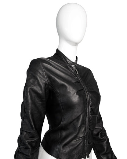+ Italian leather drapery jacket +