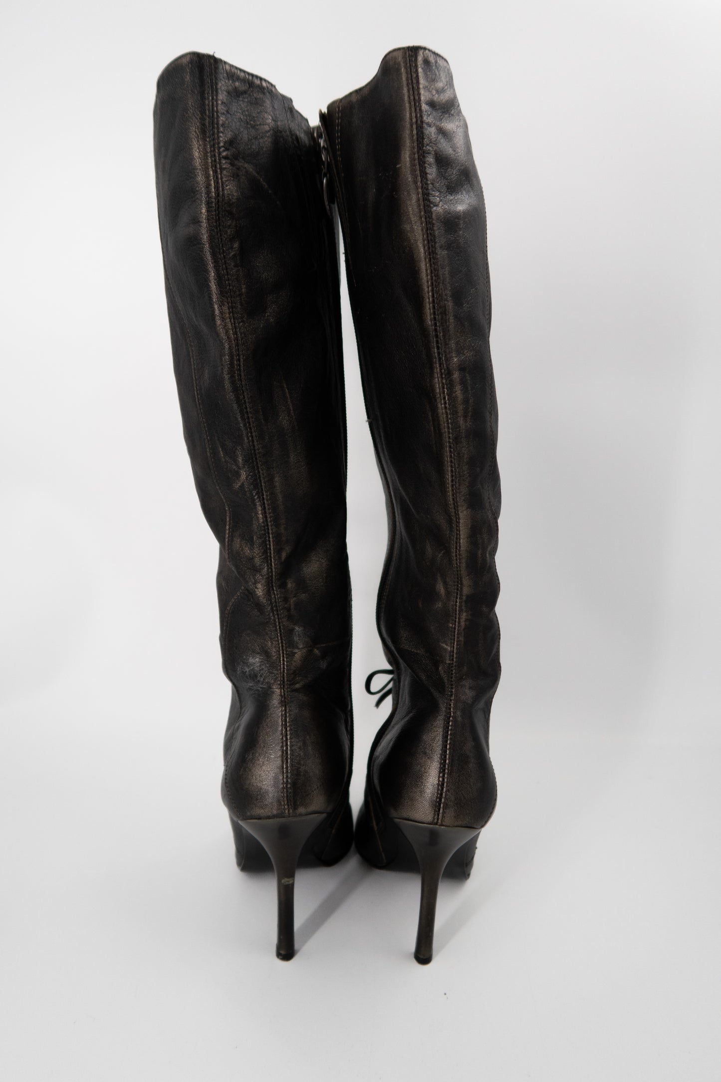 + Vintage bronze high heel boots +