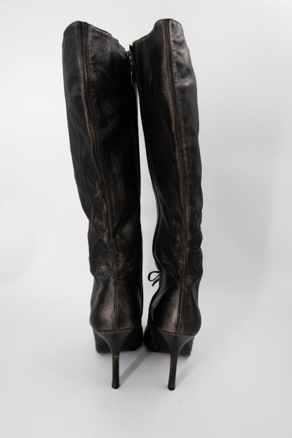 + Vintage bronze high heel boots +