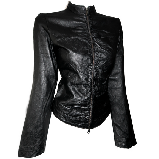 + Leather Drapery Jacket +